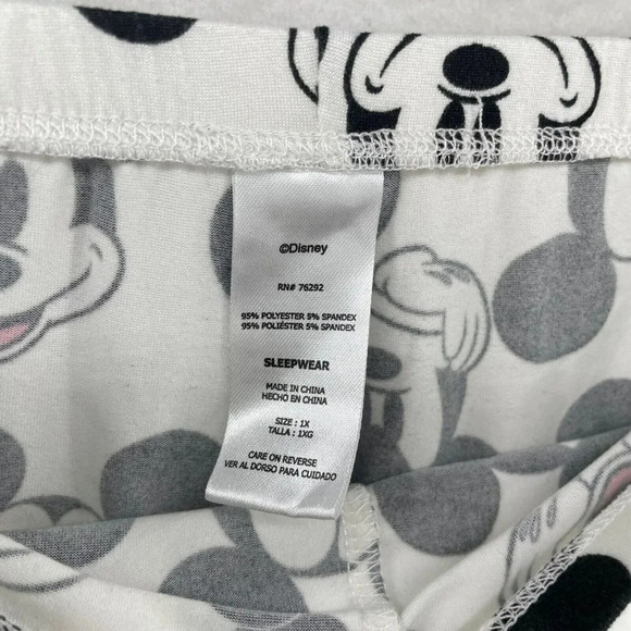 Disney Sleep Shorts Women's Sz 1X White Black Mickey Mouse Pattern Elastic Waist - Picture 10 of 11